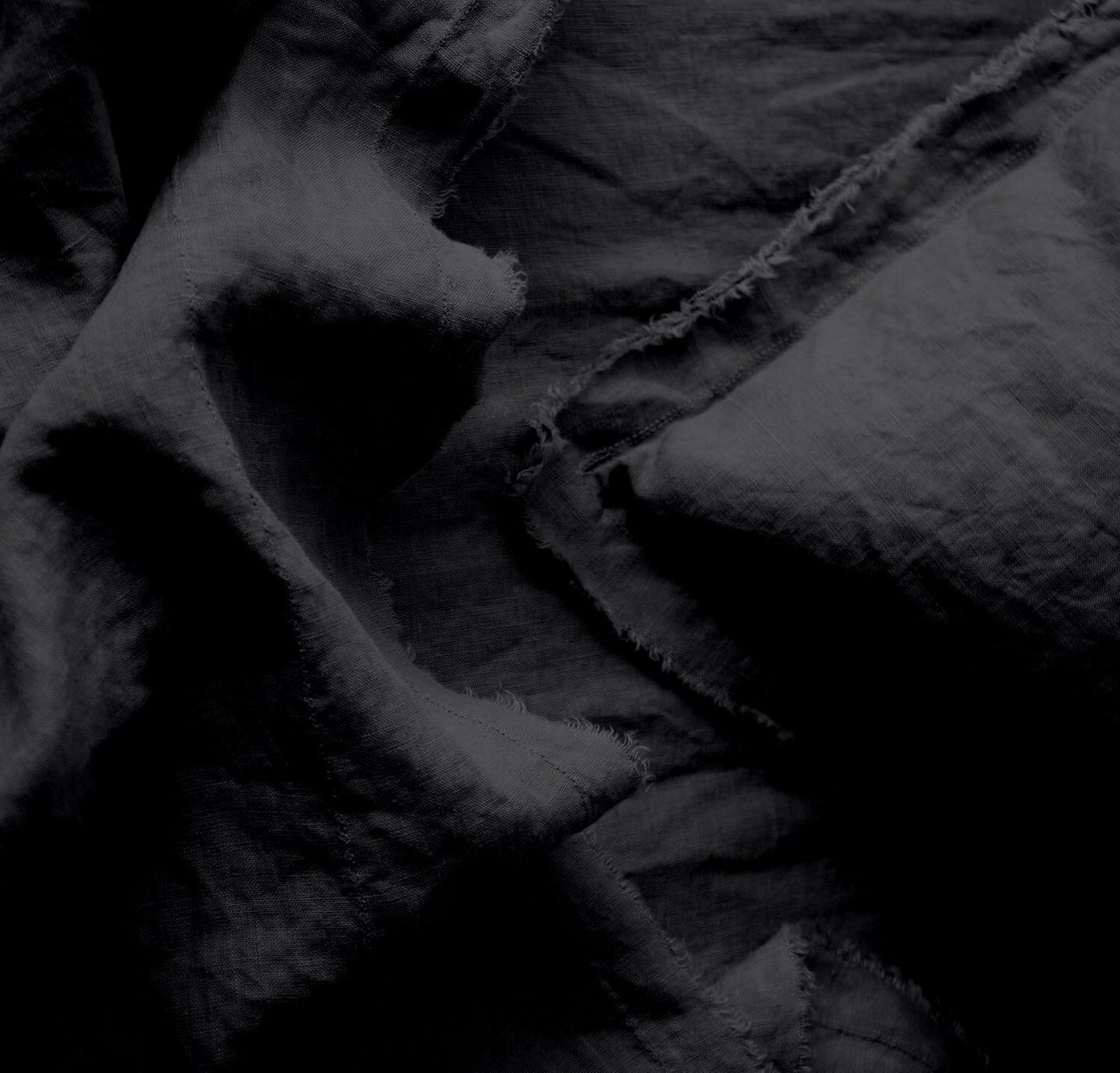 Raw Edged Pure Black - 100% Pure Linen | Linen Cotton Mix | 3 Piece Duvet Cover Set | 4 Piece Sheet Set | Handmade | Pre-washed | Soft