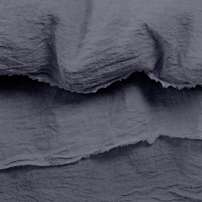 Raw Edged Charcoal Black - 100% Pure Linen | Linen Cotton Mix | 3 Piece Duvet Cover Set | 4 Piece Sheet Set | Handmade | Pre-washed | Soft