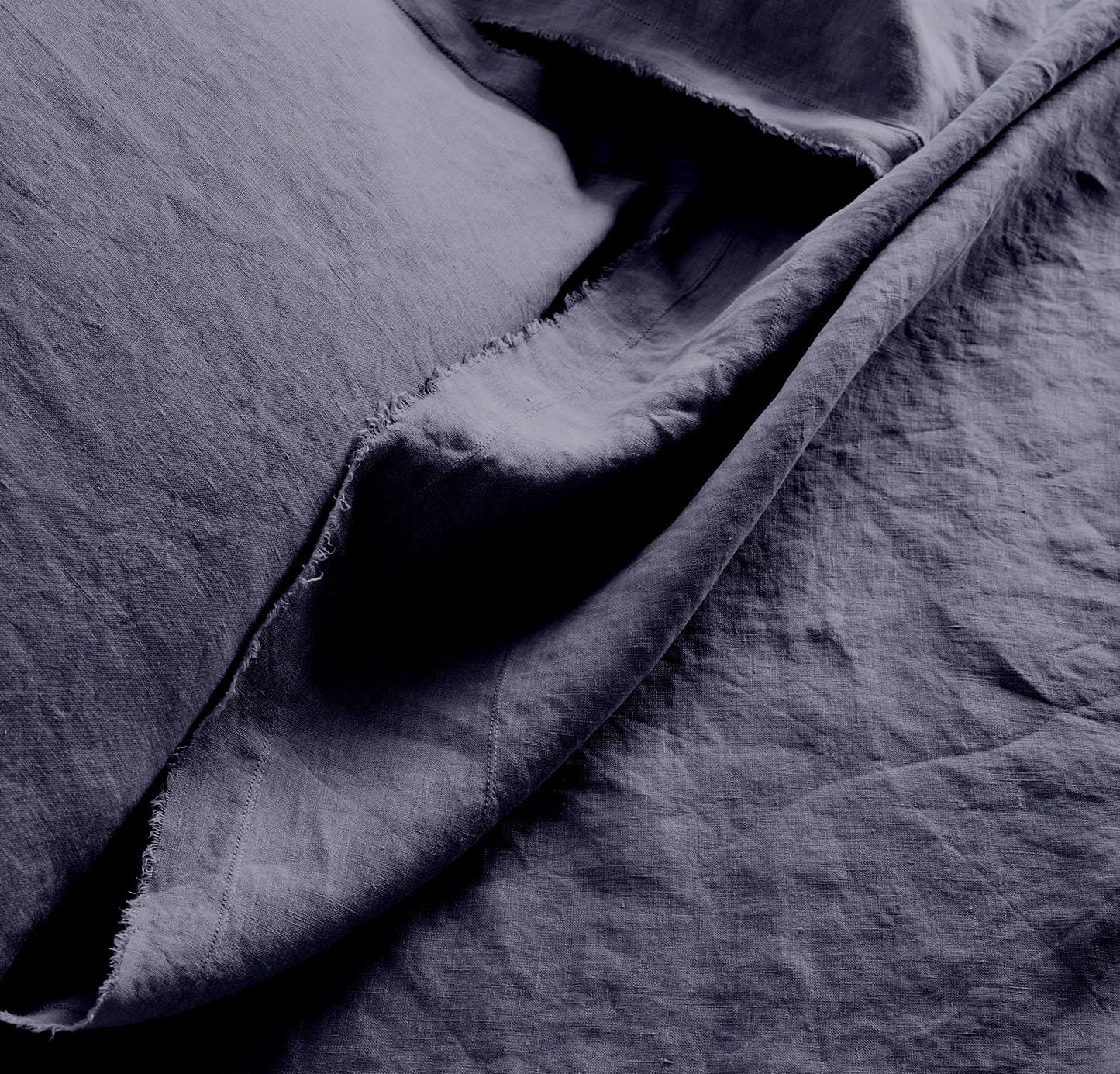 Raw Edged Charcoal Black - 100% Pure Linen | Linen Cotton Mix | 3 Piece Duvet Cover Set | 4 Piece Sheet Set | Handmade | Pre-washed | Soft