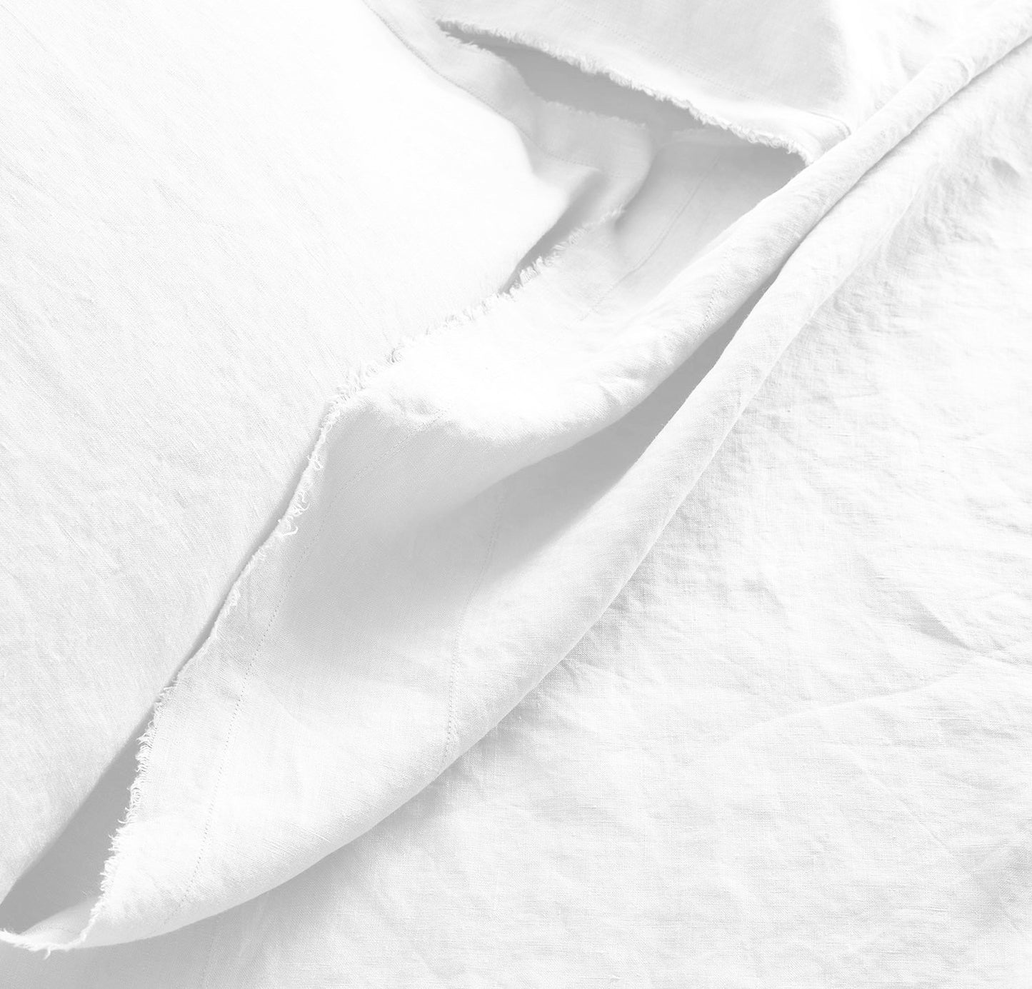 Raw Edged White - 100% Pure Linen | Linen Cotton Mix | 3 Piece Duvet Cover Set | 4 Piece Sheet Set | Handmade | Pre-washed | Soft