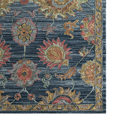 Aziz - Handcrafted Rug/Carpet | Pure Wool | Hand Tufted | High Pile | High Density | Yarn Dyed | Blue, Pink, Yellow