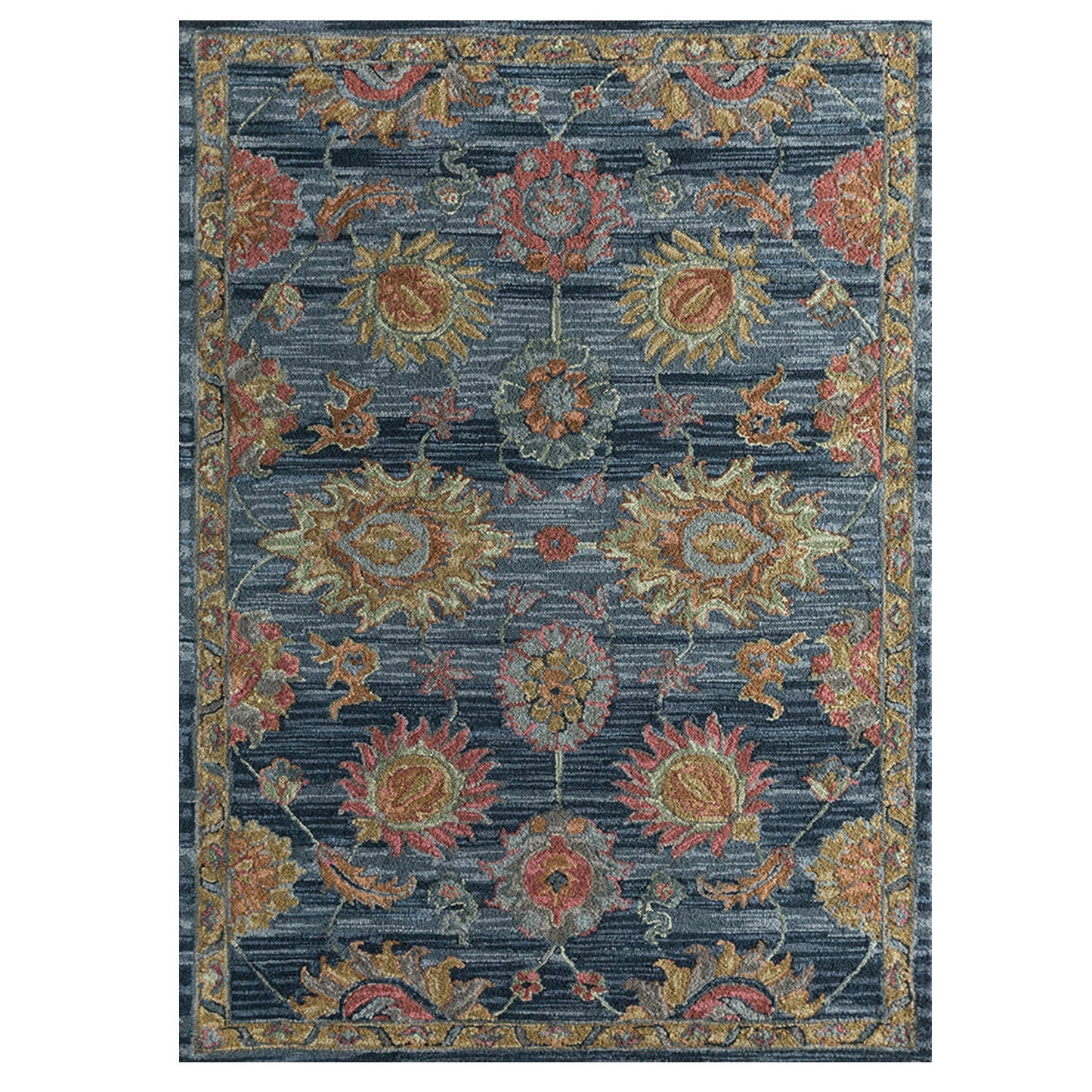 Aziz - Handcrafted Rug/Carpet | Pure Wool | Hand Tufted | High Pile | High Density | Yarn Dyed | Blue, Pink, Yellow