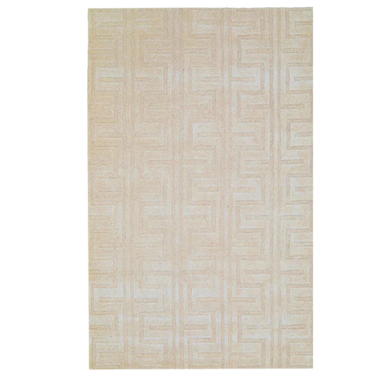 Cream and Beige | Abstract Self Design - Handcrafted Rug/Carpet | Pure Wool | Hand Tufted | High Pile | High Density | Yarn Dyed