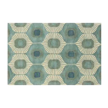 Blue and Green | Abstract Design - Handcrafted Rug/Carpet | Pure Wool | Hand Tufted | High Pile | High Density | Yarn Dyed