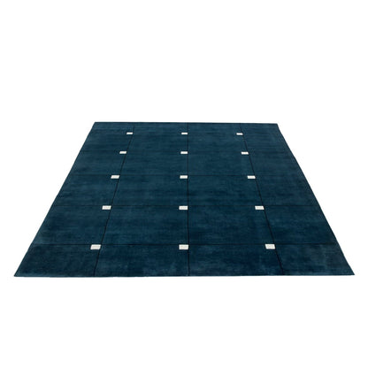 Blue with White - Handcrafted Rug/Carpet | Pure Wool | Hand Tufted | High Pile | High Density | Yarn Dyed