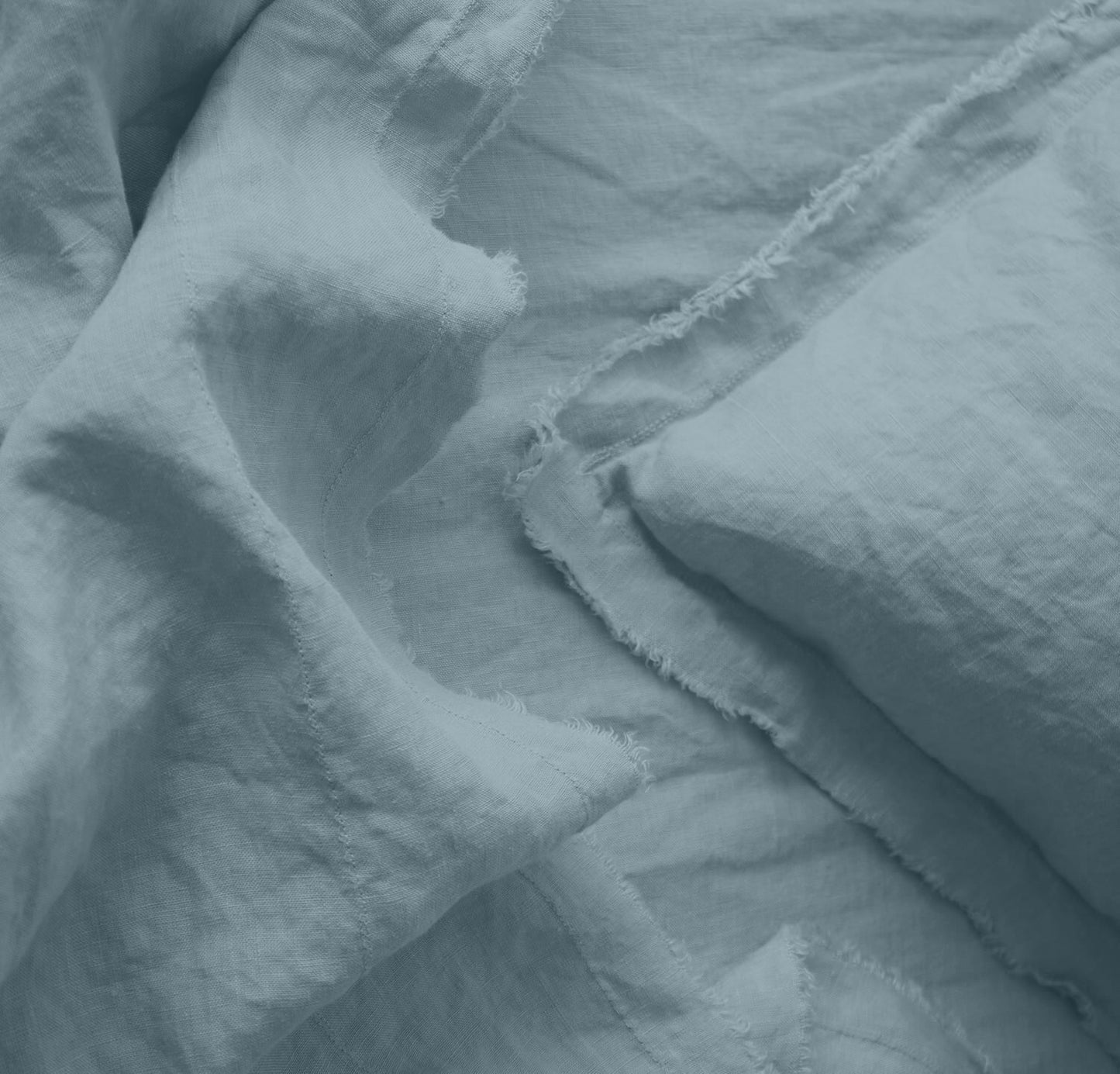 Raw Edged Sky Blue - 100% Pure Linen | Linen Cotton Mix | 3 Piece Duvet Cover Set | 4 Piece Sheet Set | Handmade | Pre-washed | Soft