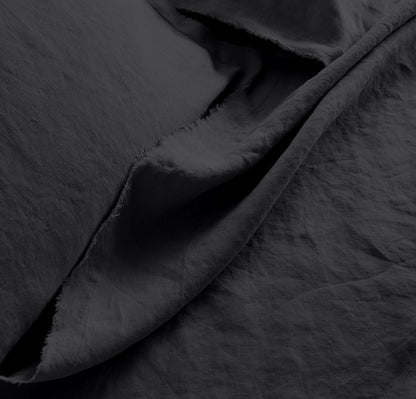 Raw Edged Pure Black - 100% Pure Linen | Linen Cotton Mix | 3 Piece Duvet Cover Set | 4 Piece Sheet Set | Handmade | Pre-washed | Soft
