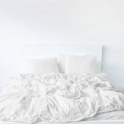 Raw Edged White - 100% Pure Linen | Linen Cotton Mix | 3 Piece Duvet Cover Set | 4 Piece Sheet Set | Handmade | Pre-washed | Soft
