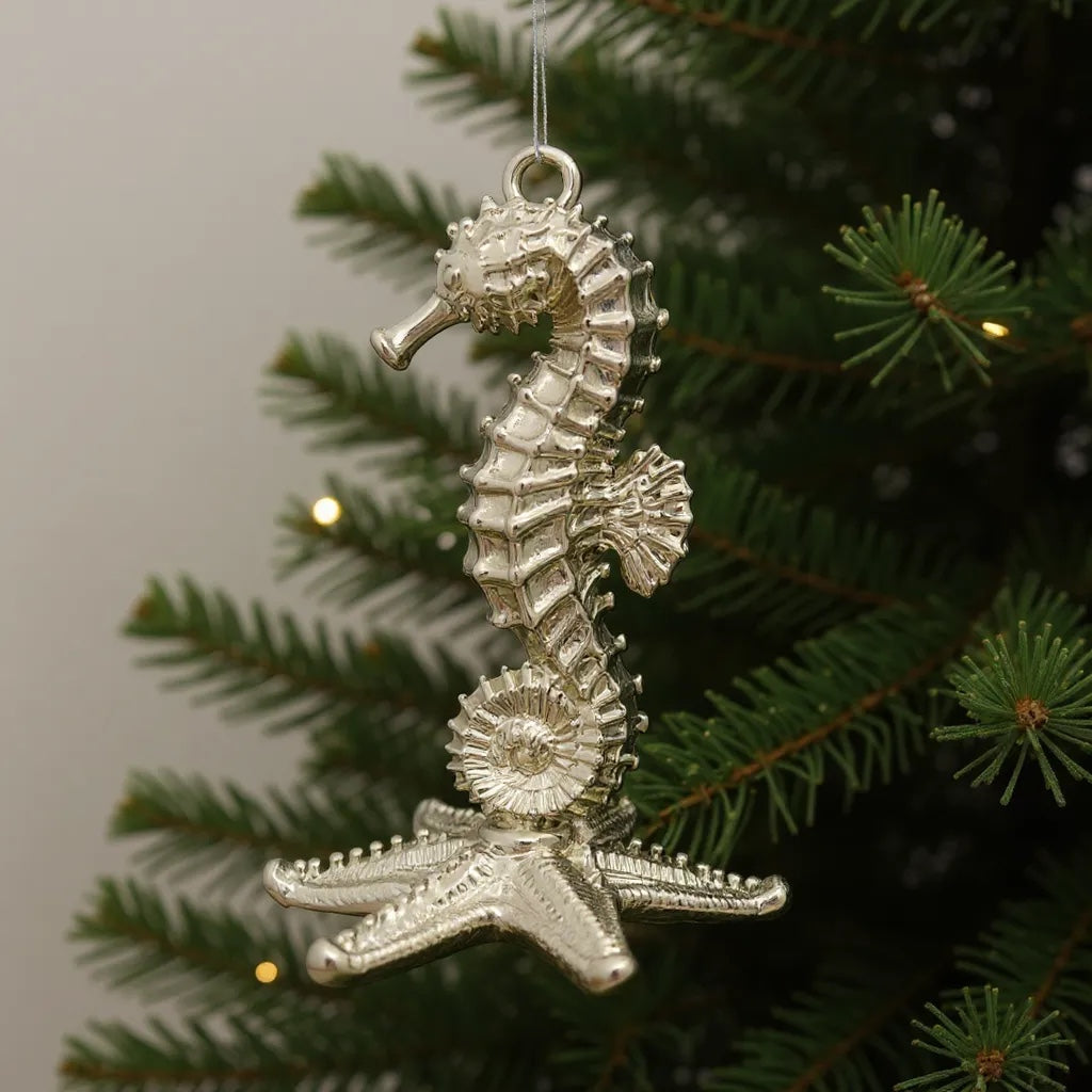 Silver Christmas Ornaments – Metallic Holiday Baubles (Set 2)
