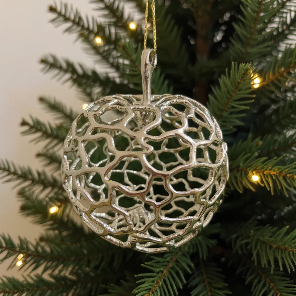 Silver Christmas Ornaments – Metallic Holiday Baubles (Set 2)