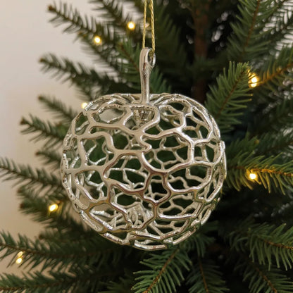 Silver Christmas Ornaments – Metallic Holiday Baubles (Set 2)