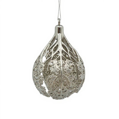Silver Christmas Ornaments – Metallic Holiday Baubles (Set 3)