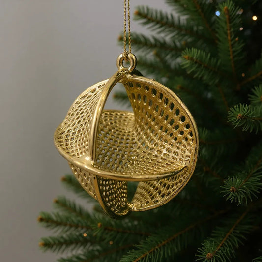 Ecliptic Globe Christmas Ornament | Metallic Sphere Ornament in Gold, Silver & Antique | Set of 2 or 4
