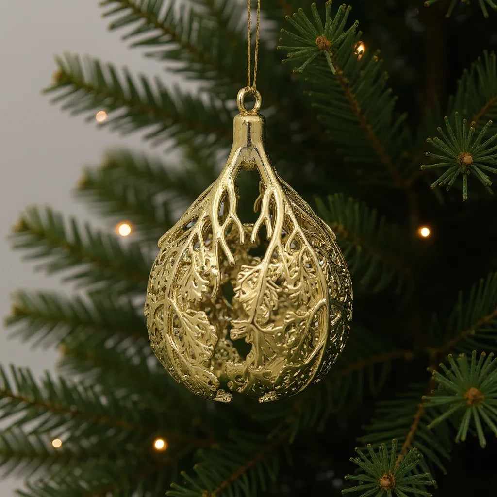 Gold Christmas Ornaments – Metallic Holiday Baubles (Set 3)