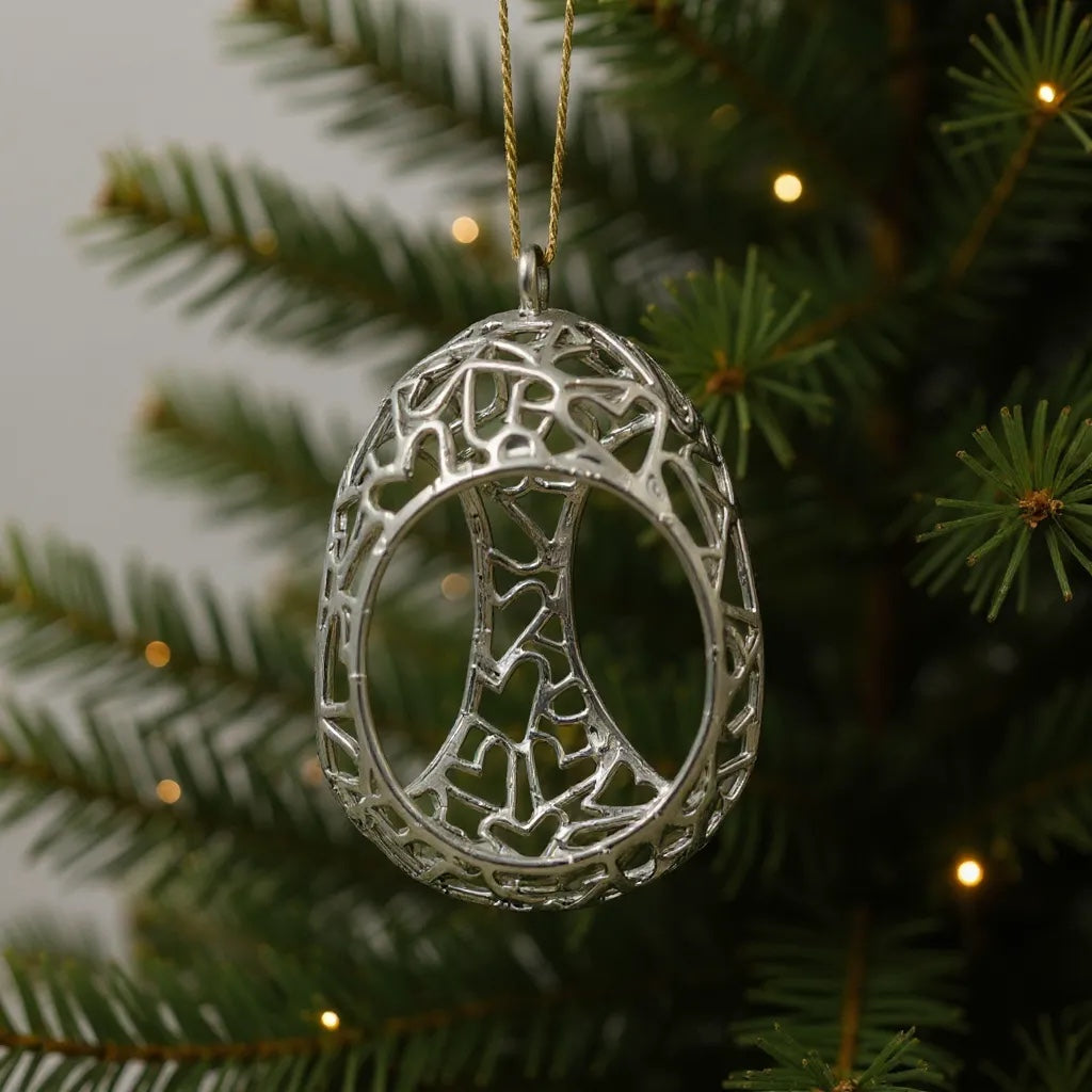 Silver Christmas Ornaments – Metallic Holiday Baubles (Set 1)