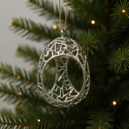 Silver Christmas Ornaments – Metallic Holiday Baubles (Set 1)
