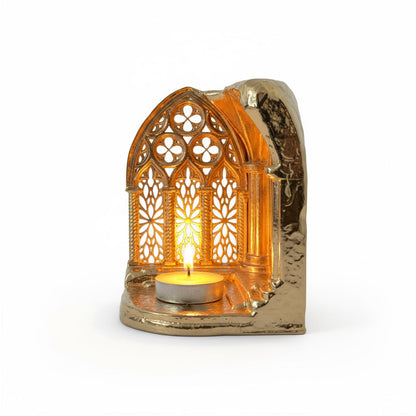 Gothic Cathedral Tealight Holder | Shadow-Casting Candle Holder for Home Décor