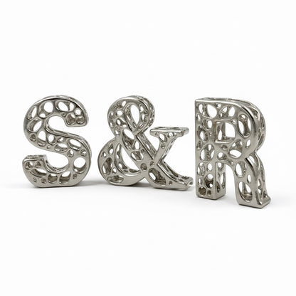Personalized Antique letters | custom metal alphabet table decor in gold, silver or antique | set of 3, 4 or 5