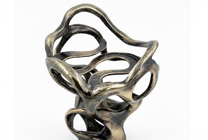 Swirl - Sculptural Pillar Candle Holder | Modern Artistic Candle Holder in Gold or Antique Finish | Electro-formed Metal Home Accent
