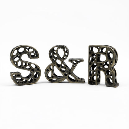 Personalized Antique letters | custom metal alphabet table decor in gold, silver or antique | set of 3, 4 or 5