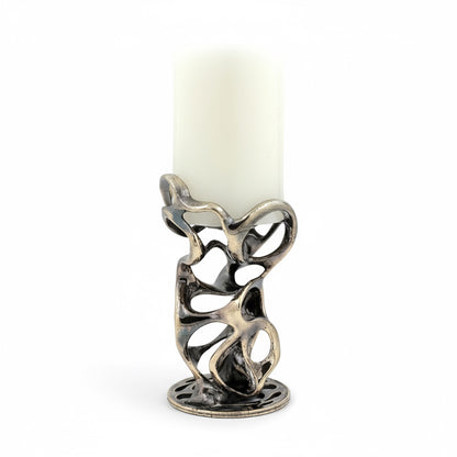 Swirl - Sculptural Pillar Candle Holder | Modern Artistic Candle Holder in Gold or Antique Finish | Electro-formed Metal Home Accent