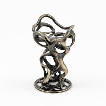 Swirl - Sculptural Pillar Candle Holder | Modern Artistic Candle Holder in Gold or Antique Finish | Electro-formed Metal Home Accent
