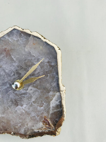 Smoky Grey Agate Desk/Wall Clock/Personalised Momento