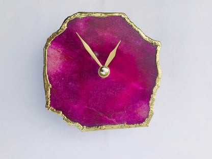 Magenta Agate Aventurine  Wall/Desk Clock/Personalised Momento