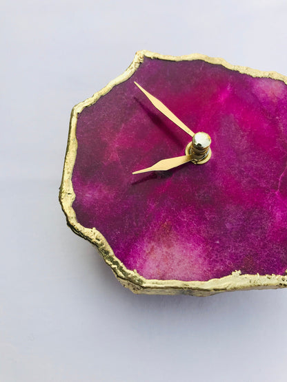 Magenta Agate Aventurine  Wall/Desk Clock/Personalised Momento