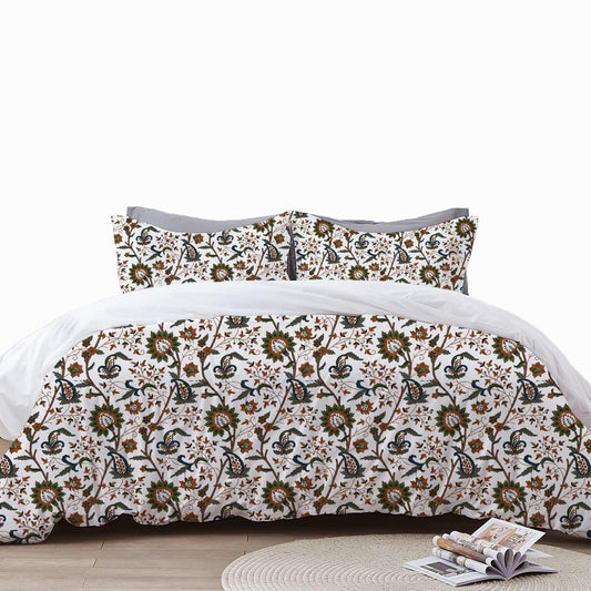 Sydney - 3 Piece Crewel Embroidered Duvet Set | Linen Cotton Mix | Embroidered Duvet Cover with Embroidered Pillowcases | Handmade | Soft