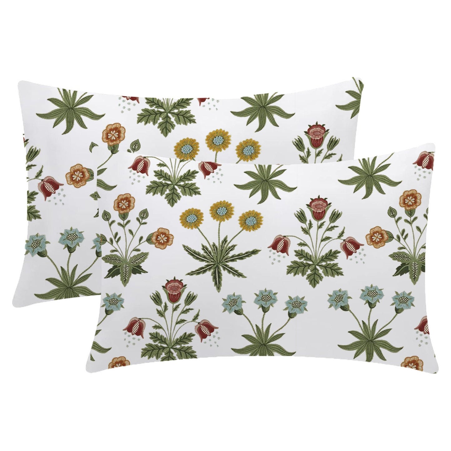 Jolie - 3 Piece Crewel Embroidered Duvet Set | Linen Cotton Mix | Embroidered Duvet Cover with Embroidered Pillowcases | Handmade | Soft