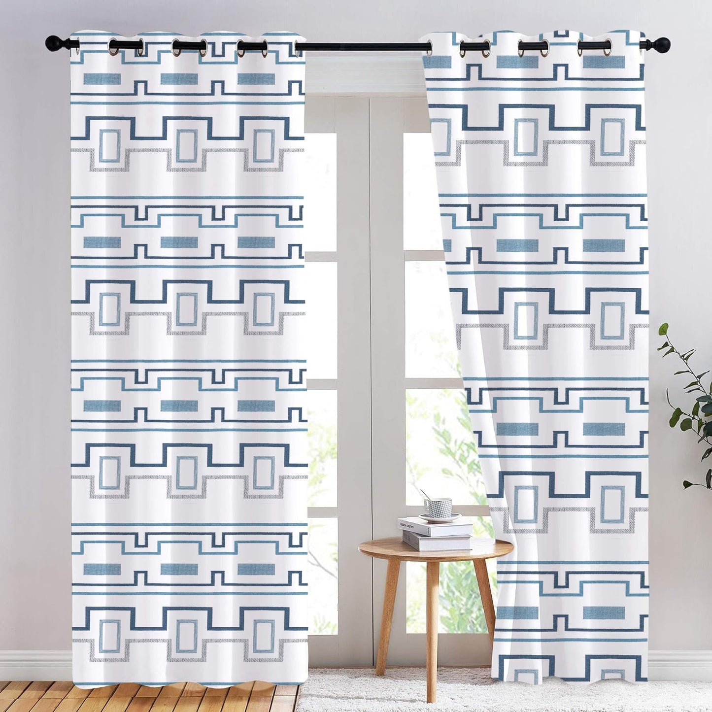 Elowen - Set of 2 Panels Crewel Embroidered Curtains | Linen Cotton Mix | Fully Embroidered | Lined