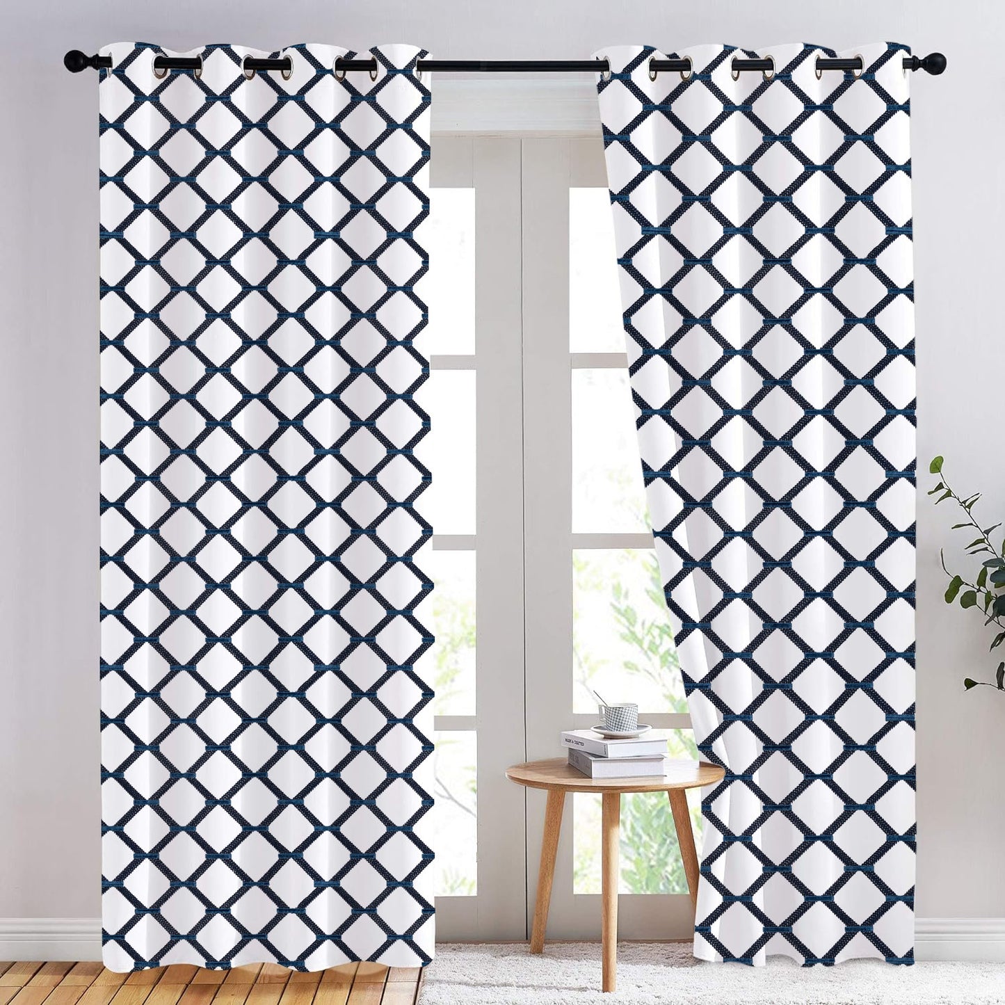 Cressida - Set of 2 Panels Crewel Embroidered Curtains | Linen Cotton Mix | Fully Embroidered | Lined