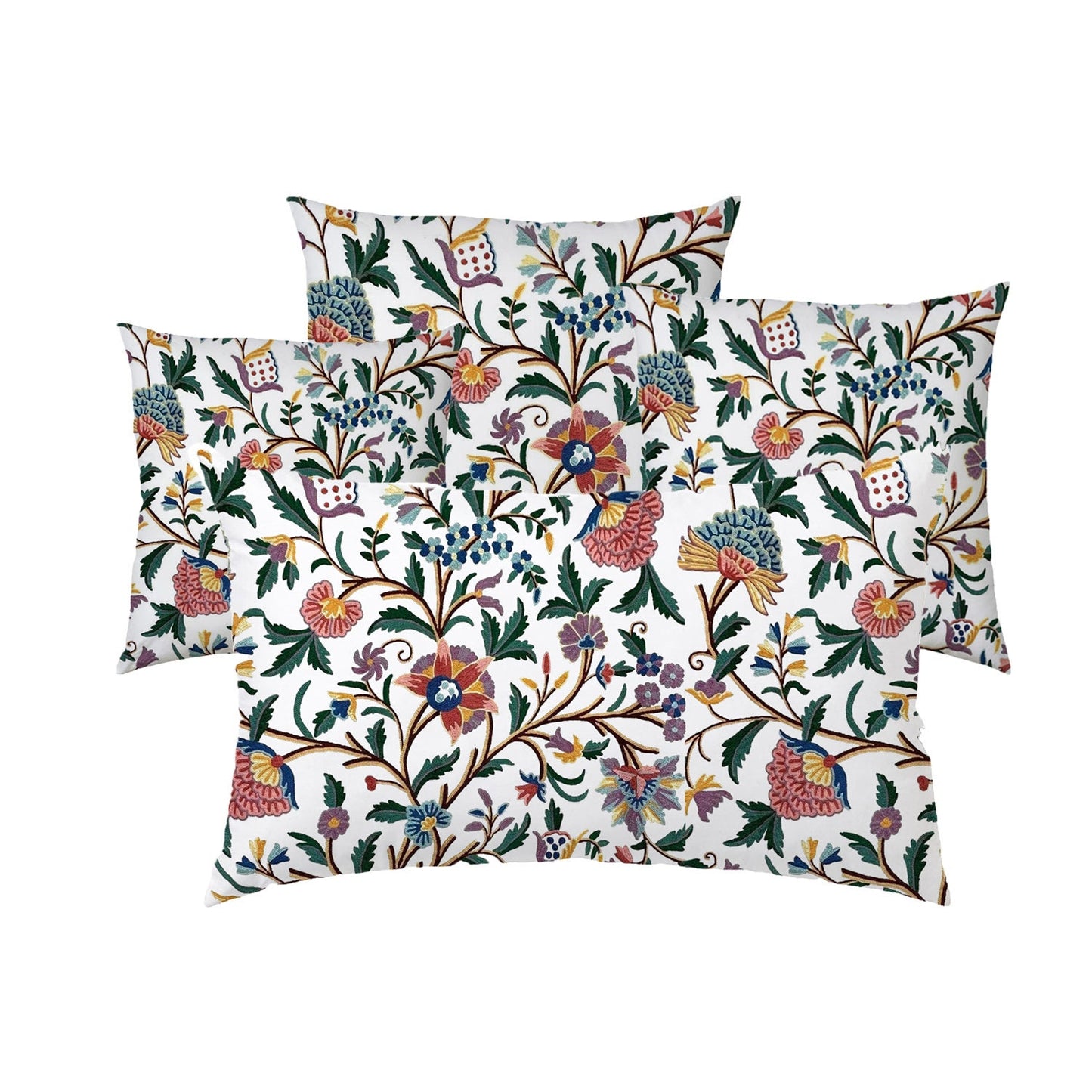 Sienna - Set of 4 Pieces | Cotton Linen Fabric | Crewel Embroidered | Pillow/Cushion Cover Set | With or Without Insert