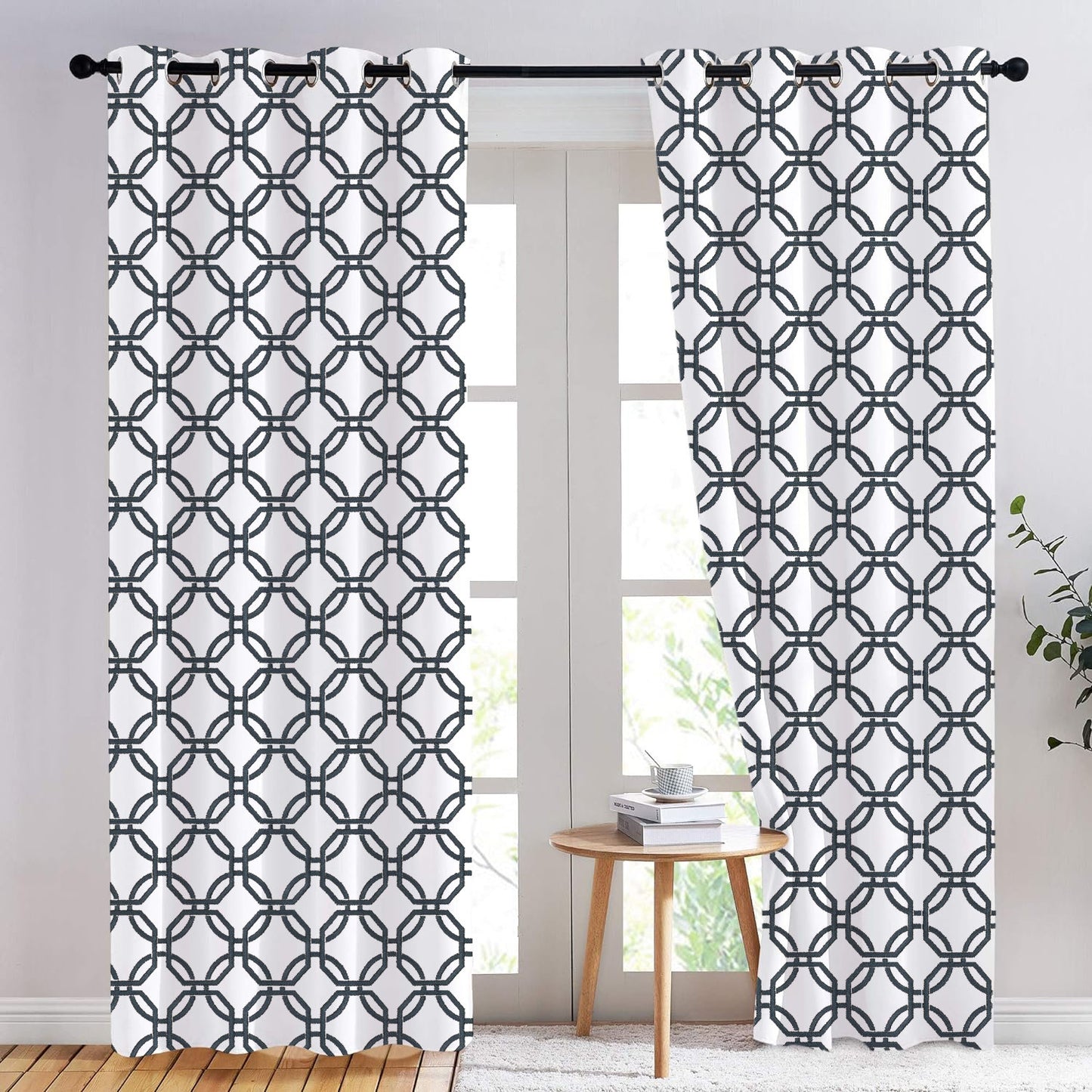 Eloise - Set of 2 Panels Crewel Embroidered Curtains | Linen Cotton Mix | Fully Embroidered | Lined