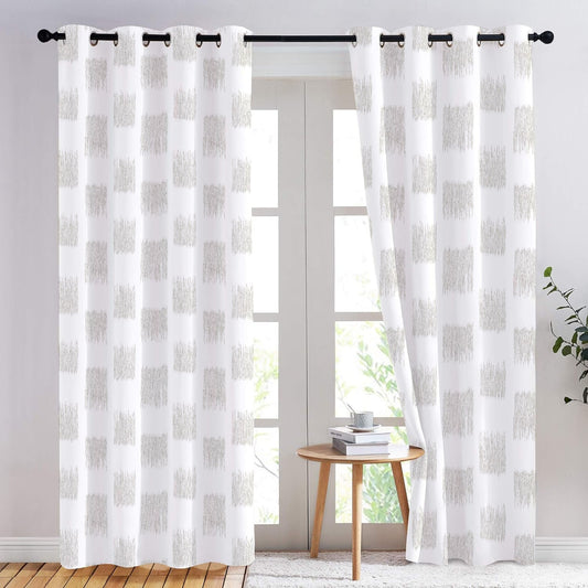 Isabeau - Set of 2 Panels Crewel Embroidered Curtains | Linen Cotton Mix | Fully Embroidered | Lined