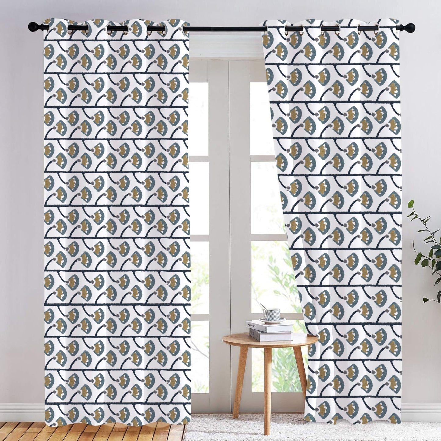 Chloe - Set of 2 Panels Crewel Embroidered Curtains | Linen Cotton Mix | Fully Embroidered | Lined
