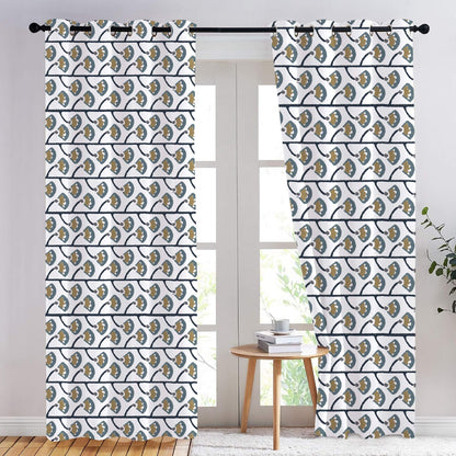 Chloe - Set of 2 Panels Crewel Embroidered Curtains | Linen Cotton Mix | Fully Embroidered | Lined