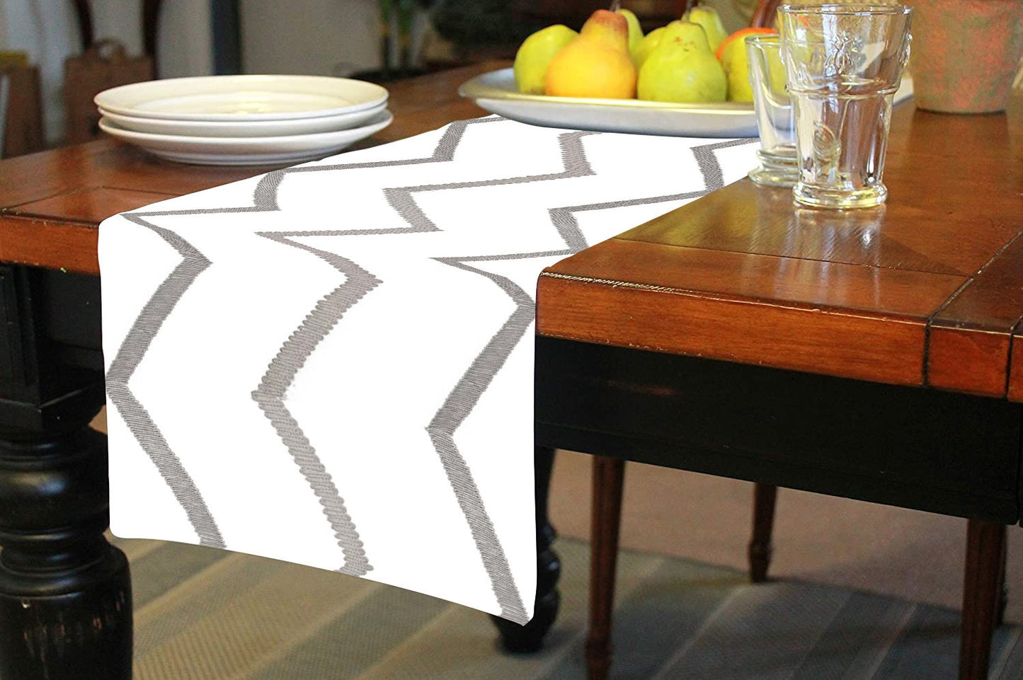 Livia - Crewel Embroidered Table Runner | Linen Cotton Mix | Soft | Handmade | Cotton Linen Backing | Customisable Sizes
