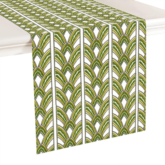Phoebe - Crewel Embroidered Table Runner | Linen Cotton Mix | Soft | Handmade | Cotton Linen Backing | Customisable Sizes