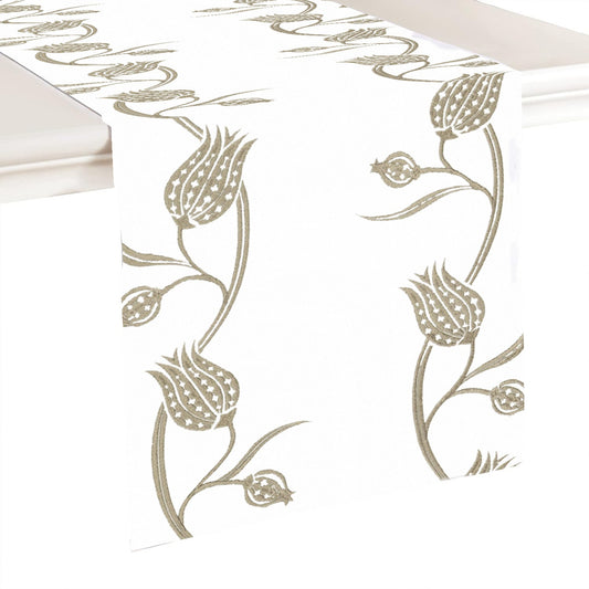 Sofia- Crewel Embroidered Table Runner | Linen Cotton Mix | Soft | Handmade | Cotton Linen Backing | Customisable Sizes
