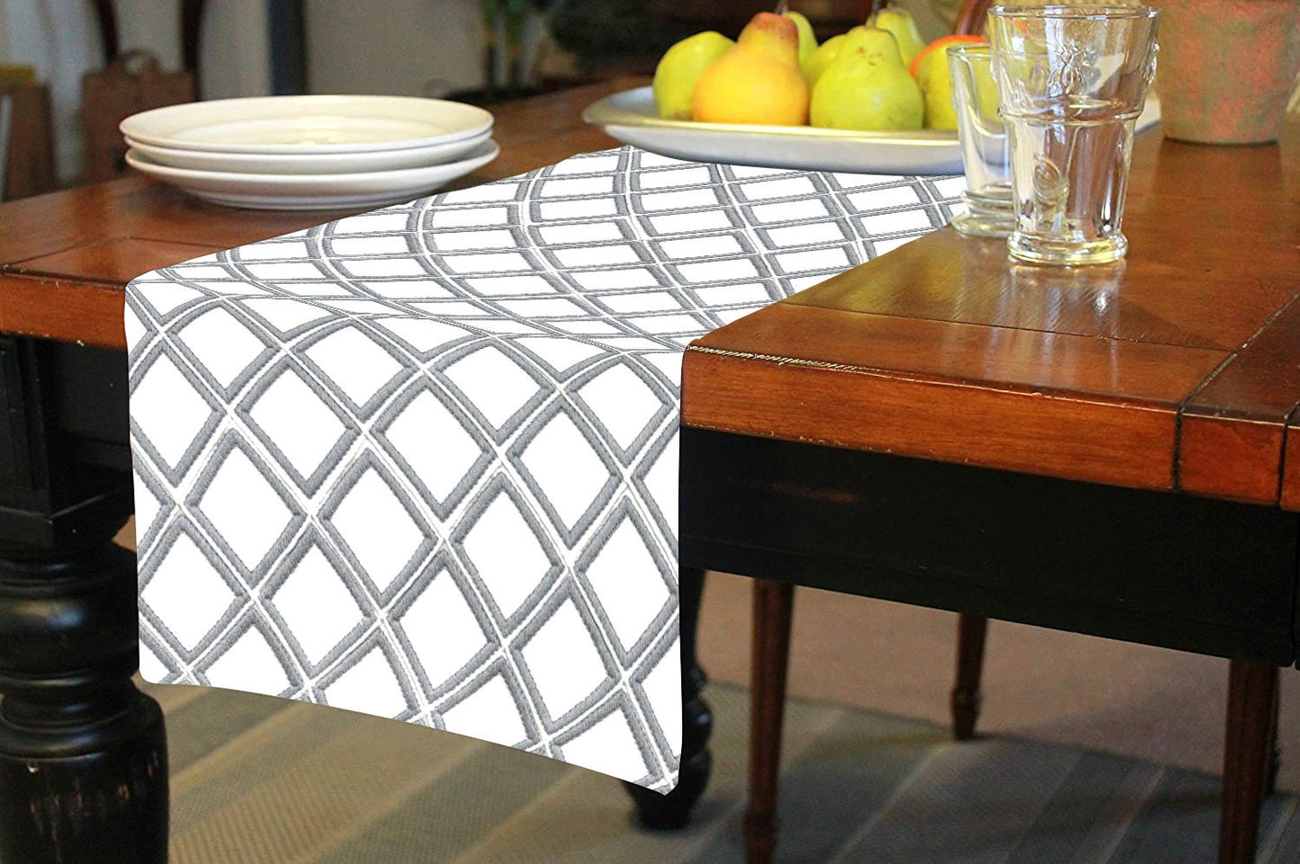 Melisande - Crewel Embroidered Table Runner | Linen Cotton Mix | Soft | Handmade | Cotton Linen Backing | Customisable Sizes