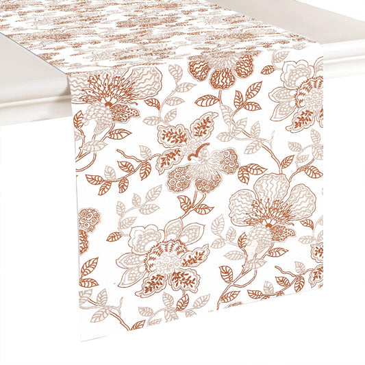 Mira - Crewel Embroidered Table Runner | Linen Cotton Mix | Soft | Handmade | Cotton Linen Backing | Customisable Sizes