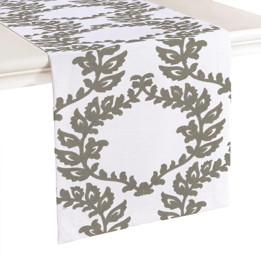 Pandora- Crewel Embroidered Table Runner | Linen Cotton Mix | Soft | Handmade | Cotton Linen Backing | Customisable Sizes